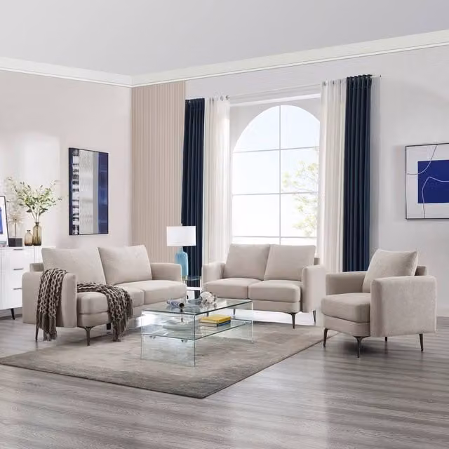 More4Homes Sofia Fabric Sofa Set in Beige with 1, 2 and 3 Seater Options – 1