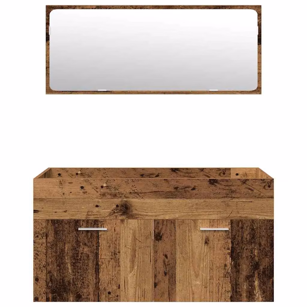 Berkfield Home 4 Piece Vintage Bathroom Furniture Set in Brown Engineered Wood – 4