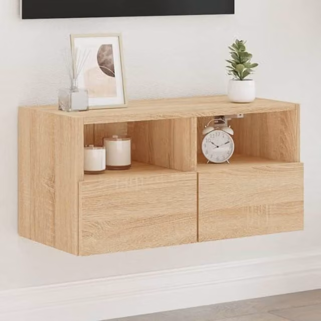 Berkfield Home Sonoma Oak Wall Mounted TV Cabinet in Brown, W/D/H: 60 x 30 x 30 cm – 1