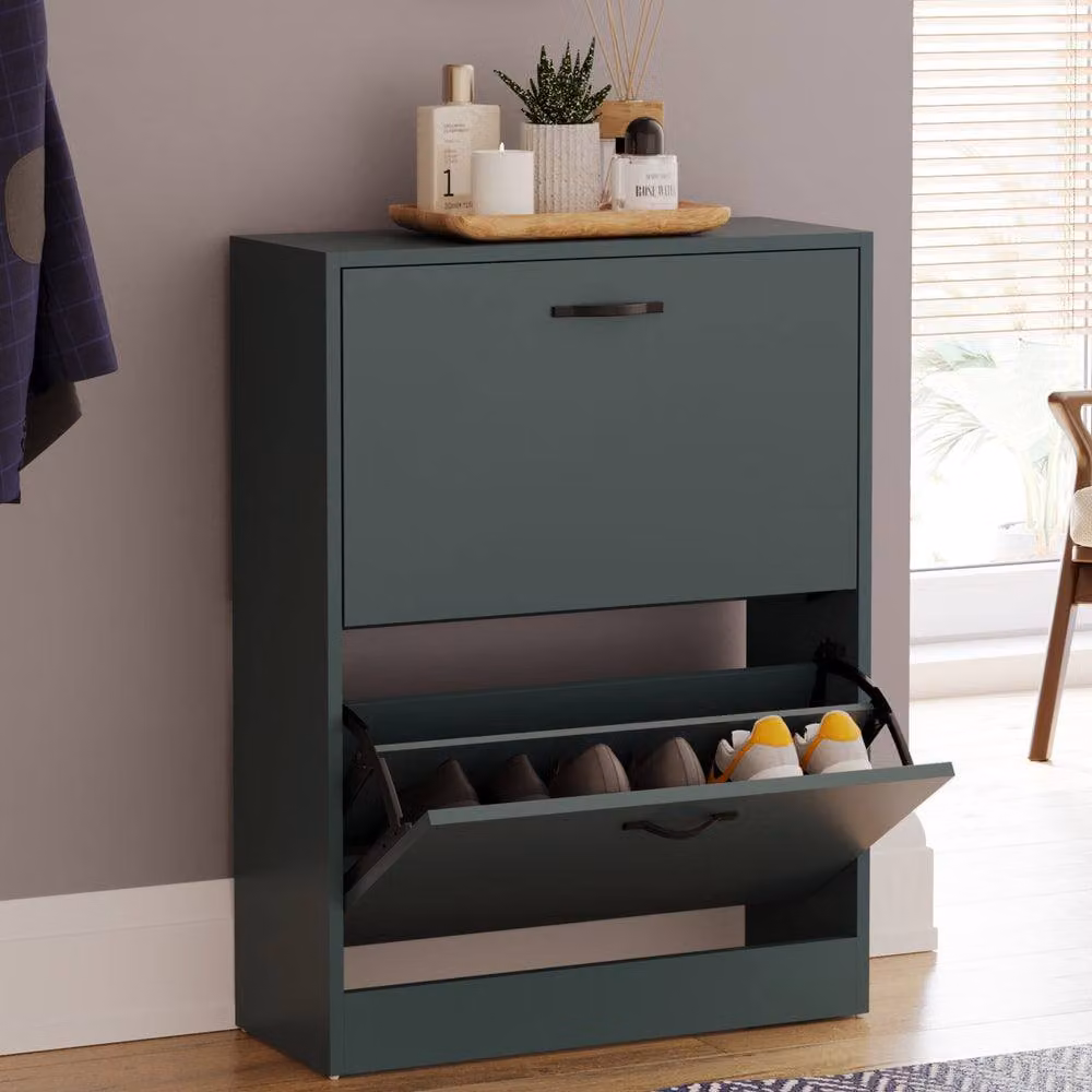 HD Designs Vida Designs Modern 2 Drawer Green Metal Shoe Cabinet – 3