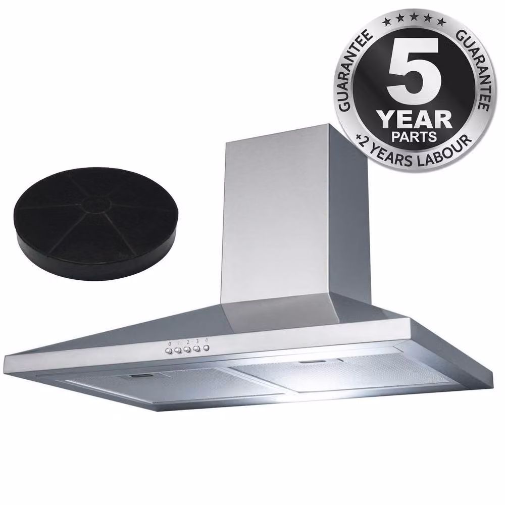 SIA Silver Stainless Steel Chimney Cooker Hood Extractor with Activated Carbon Filter, W: 60 cm, H: 66 cm, D: 55 cm – 4