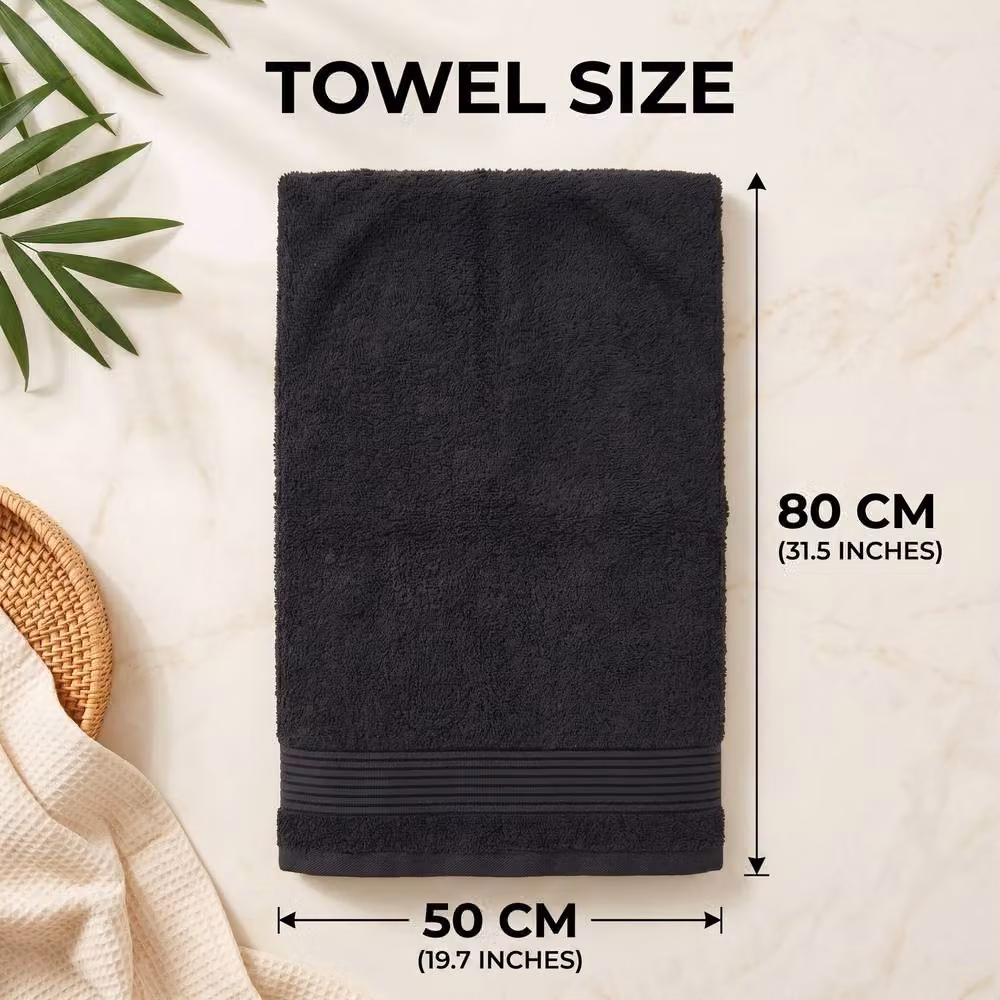 Grace Premium Cotton 500 GSM Hand Towels, 2 Pack, Charcoal Grey – 4