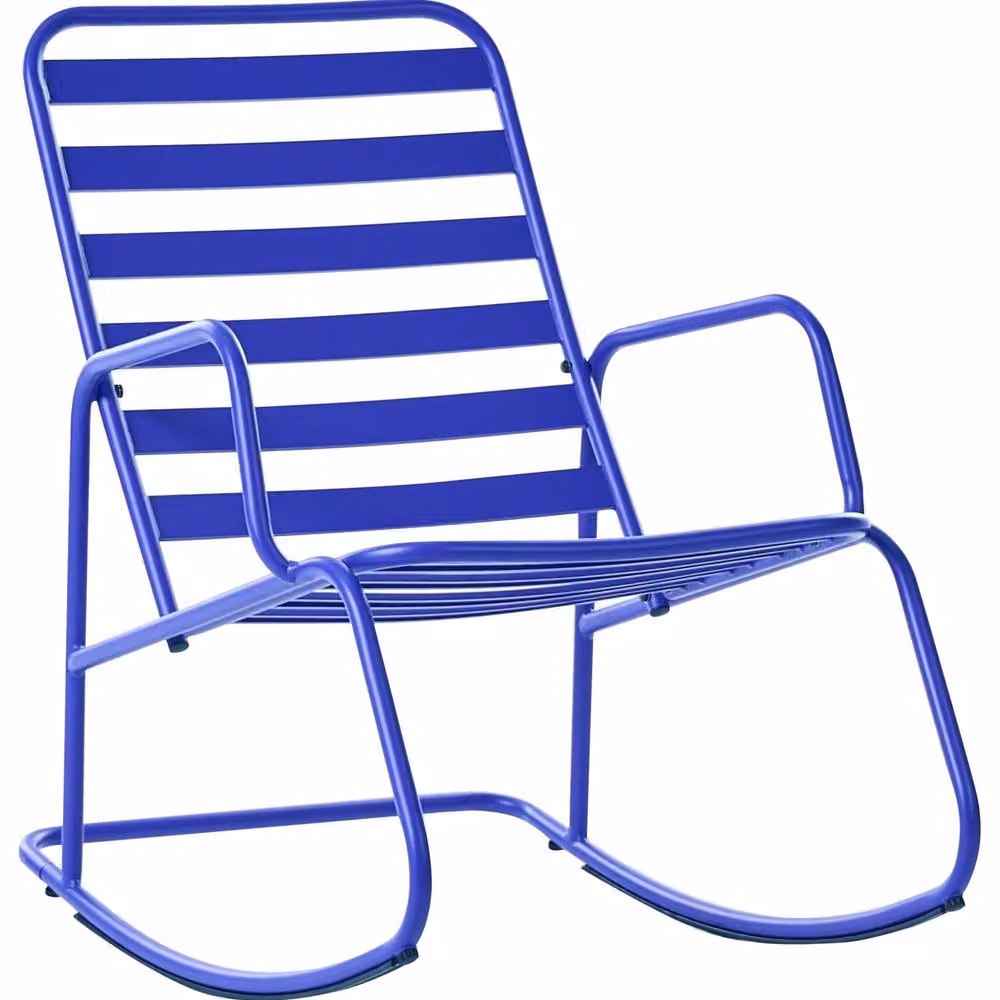 Wyld Haus Blue Aluminium Slatted Modern Outdoor Garden Rocking Chair – 2