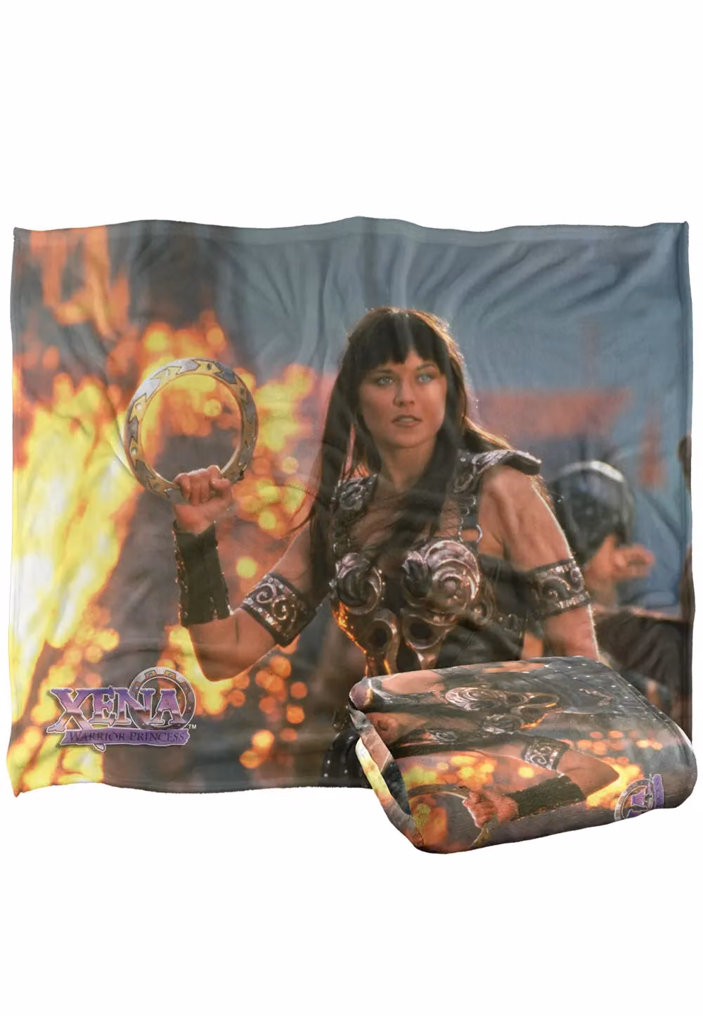 Trevco Xena The Warrior Princess Chakram Silky Touch Super Soft Fleece Throw Blanket, W/D/H: 152 x 127 cm, White – 2