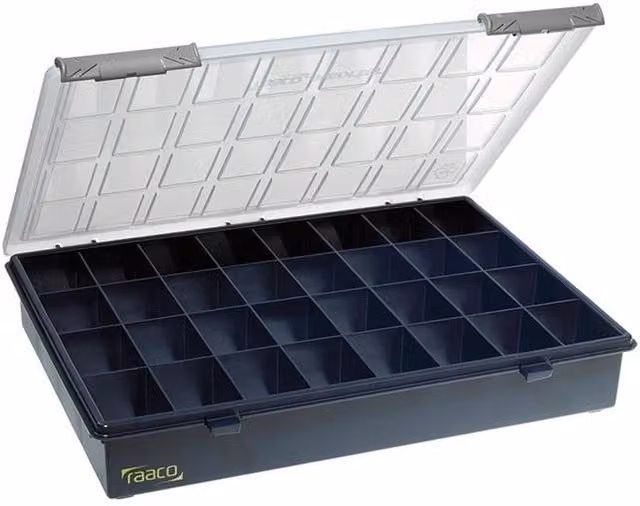 Raaco A4 Profi Service Case Assorter with 32 Fixed Compartments in Black and Multicolour Plastic