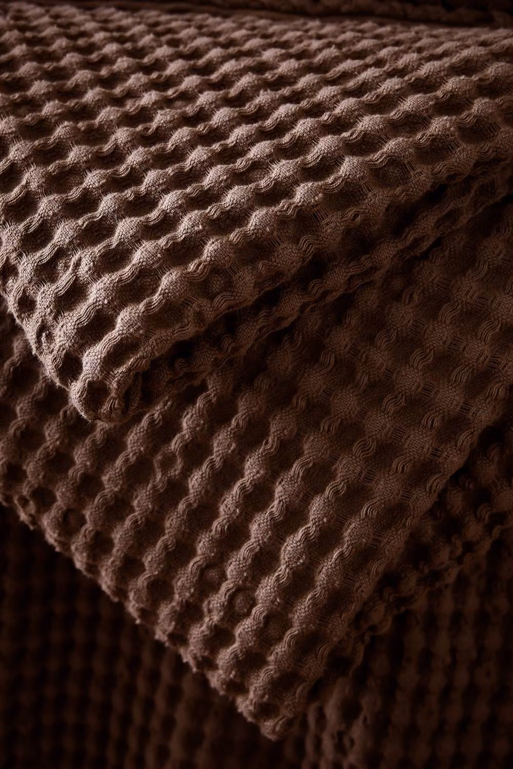 Pineapple Elephant Jaipur Chunky Waffle Cotton Throw Blanket in Brown, W: 150 cm, L: 200 cm – 3