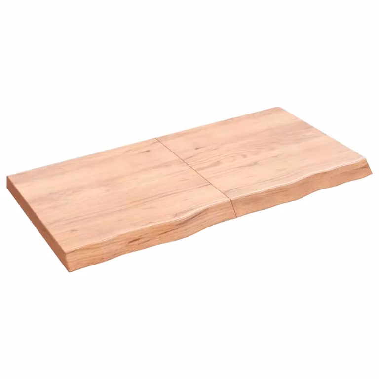 Berkfield Home Table Top Light Brown Treated Solid Wood Oak W: 120 cm, D: 60 cm, H: 2-6 cm