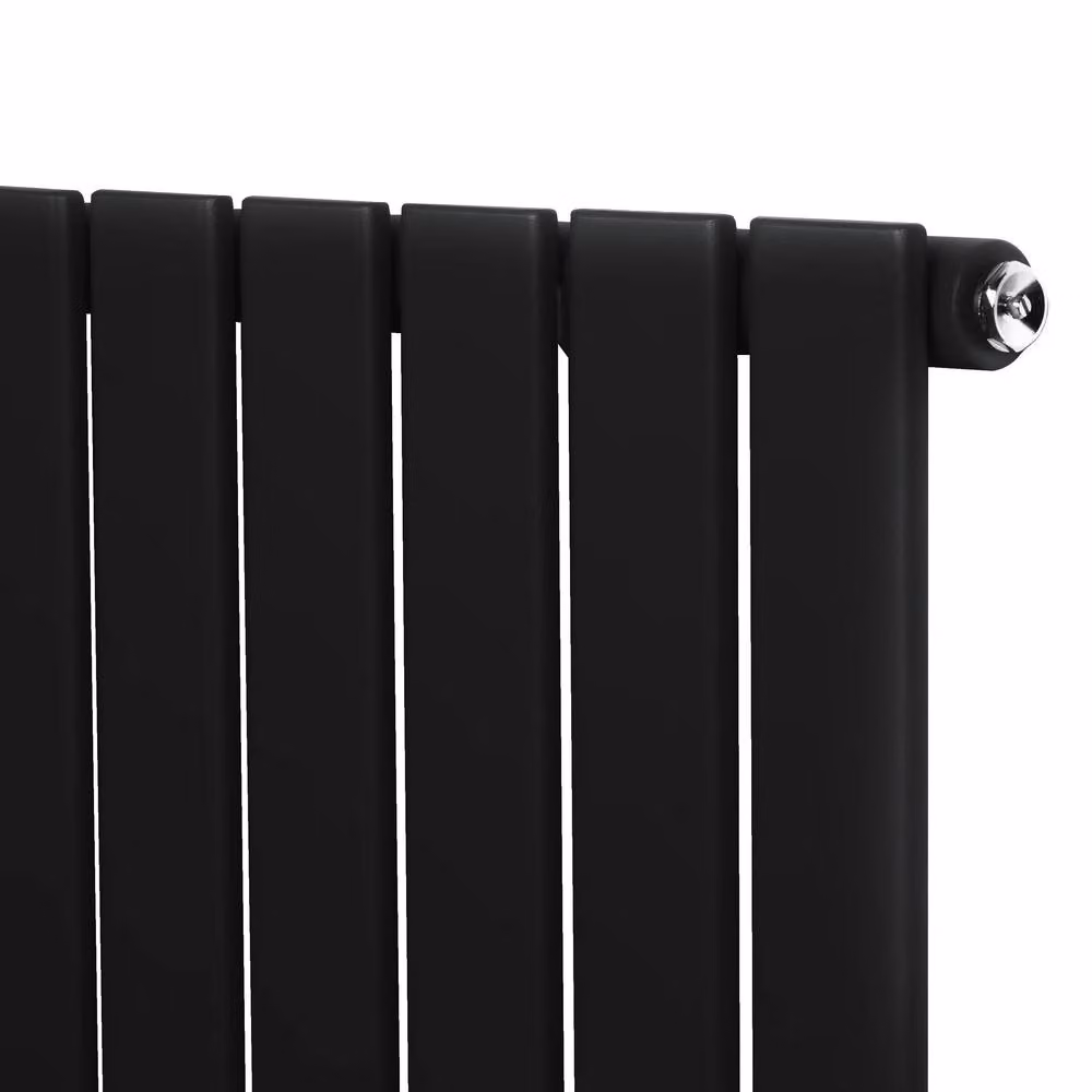 Monstershop Black Steel Flat Single Column Radiator with Integrated Valves and Thermostat Head, H: 160 cm, W: 56 cm – 9