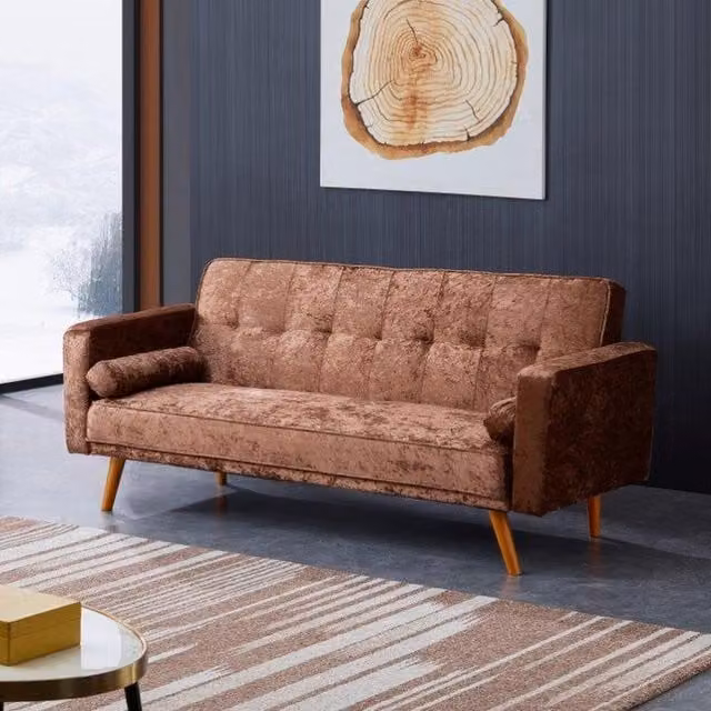 Comfy Living Brown Modern Crush Velvet Click Clack Sofa Bed