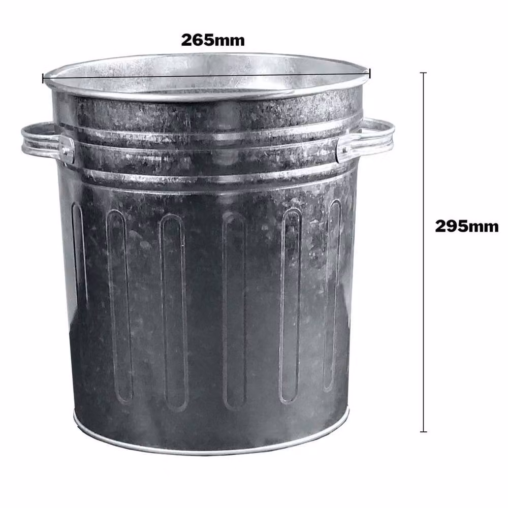 SPETLEK Galvanised Steel Metal Bin with Flip Lid in Silver, W/D/H: 29.5 x 26.5 x 15 cm – 2