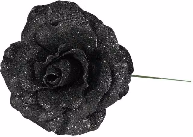KDMD Black Glitter Rose Pendant Decorations, Pack of 3, Diameter: 21 cm – 1