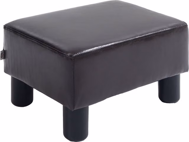 HOMCOM Black PU Leather Ottoman Cube Footstool, W: 45 cm, D: 45 cm, H: 45 cm