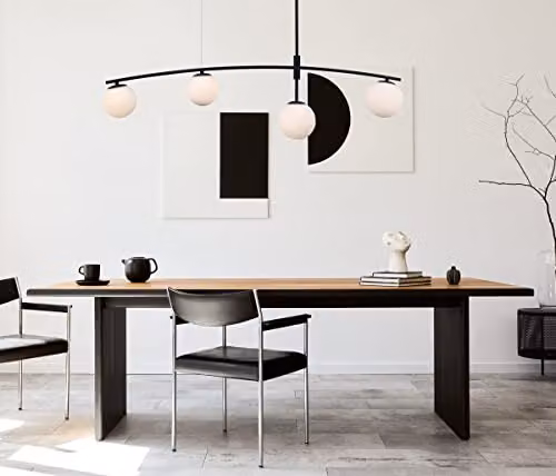 Netlighting Senai Modern 4 Light Bar Pendant Ceiling Light in Black with G9 Bulbs – 2