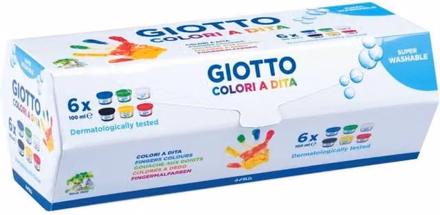 Giotto Finger Paint Set, Multi Colour, 6 x 100ml