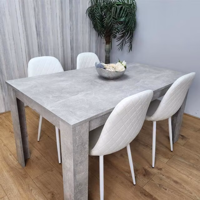 Kosy Koala Modern Rectangular Dining Table and 4 Chairs Set in White and Grey