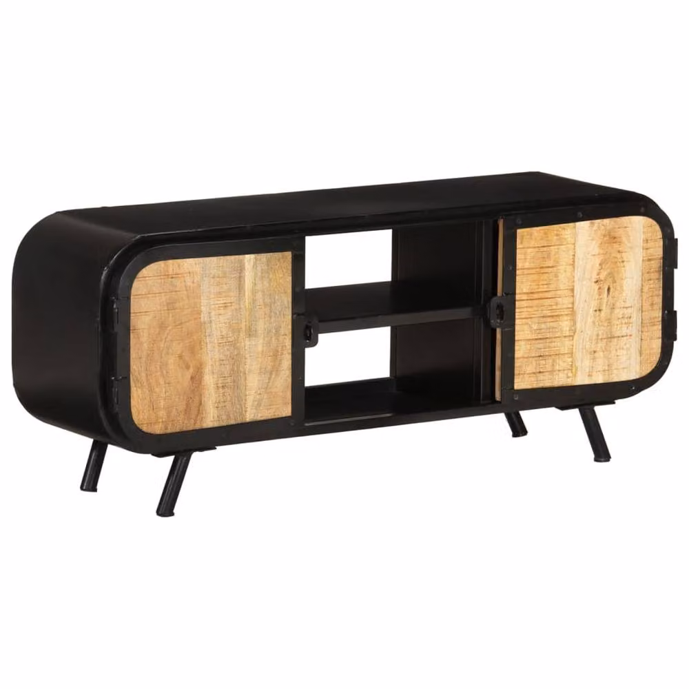 Berkfield Home Industrial TV Cabinet in Brown Rough Mango Wood, W/D/H: 110 x 30 x 45 cm – 2