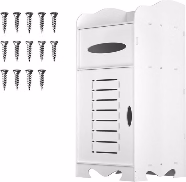 Nordara White Freestanding Bathroom Storage Cabinet with Drawers and Shelves