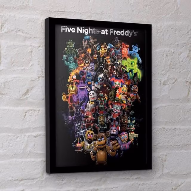 Five Nights At Freddys Multicolour Collage Framed Paper Poster