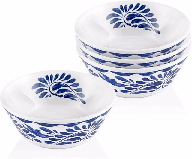 The Mia UK Mia Azur Series Stoneware Bowls, Set of 4, Blue and White