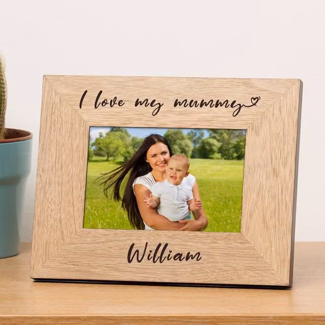 Uniqueful Personalised I Love My Mummy Wooden Picture Frame, Brown, 6x4 inch