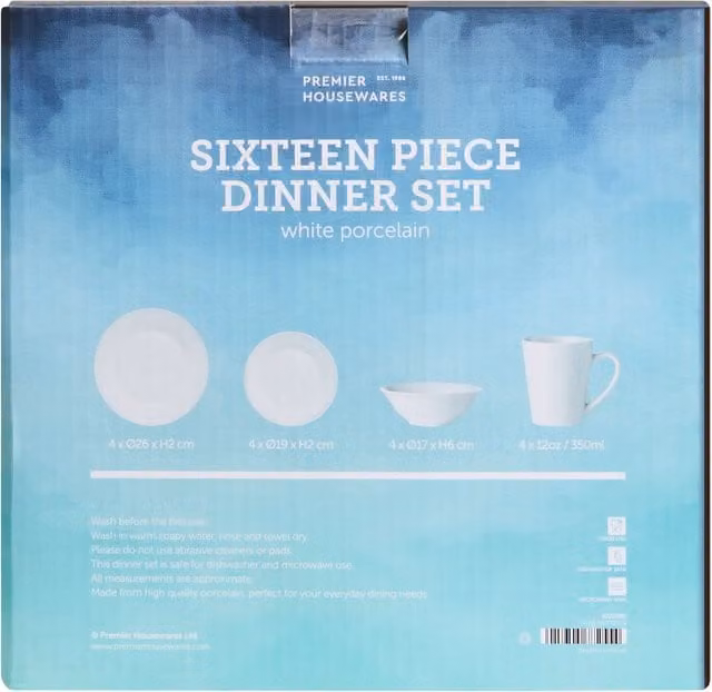 Orsina 16-Piece White Porcelain Dinner Set