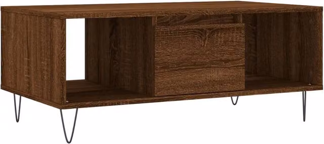 Berkfield Home Brown Oak Coffee Table, W/D/H: 90 x 50 x 36.5 cm