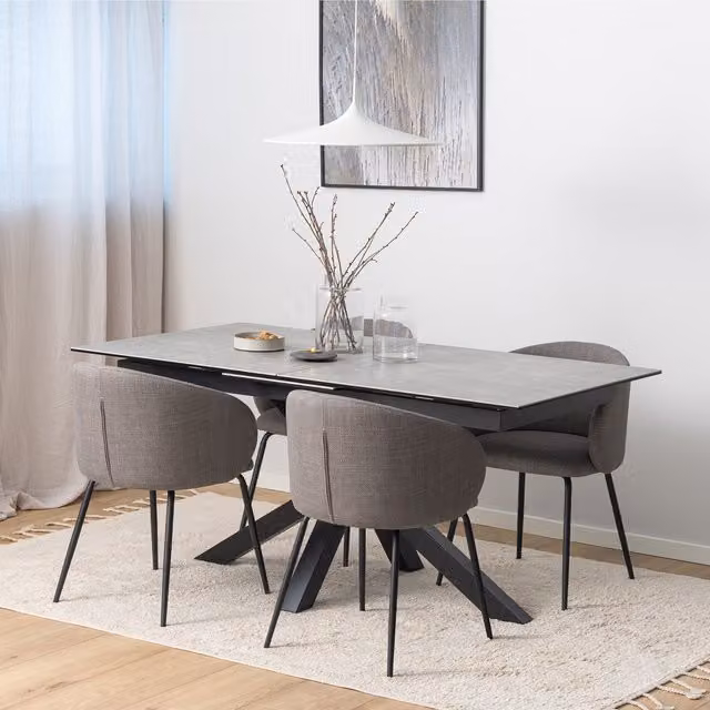 Furniture To Go Heaven Extendable Rectangular Dining Table with Matt Grey Ceramic Top, 168 cm – 1