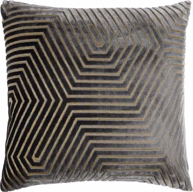 Evoke Grey Cut Velvet Square Feather Cushion, 55 cm