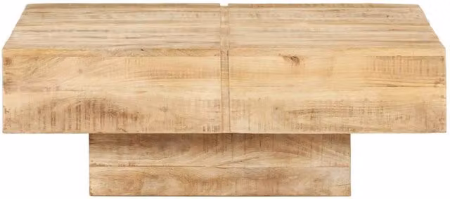 Berkfield Home Square Mango Wood Coffee Table in Beige, W/D/H: 80 x 80 x 28 cm