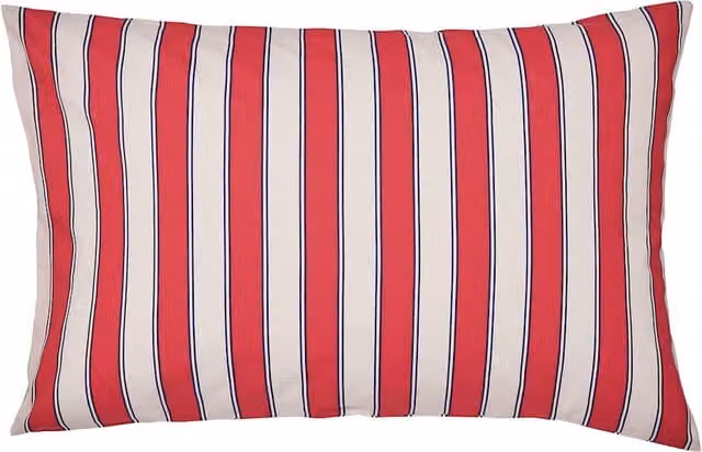 LAND & SHORE Alec Striped Pure Cotton Pillowcases, 2 Pack, Red and Blue Mix