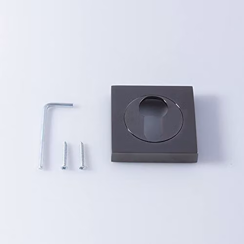 Loops Square Euro Profile Escutcheon in Black Nickel, 52 x 52 mm, Concealed Fix – 3