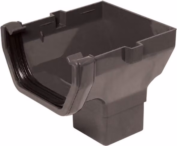 FloPlast Square Gutter Stopend Outlet, 114mm, Anthracite Grey