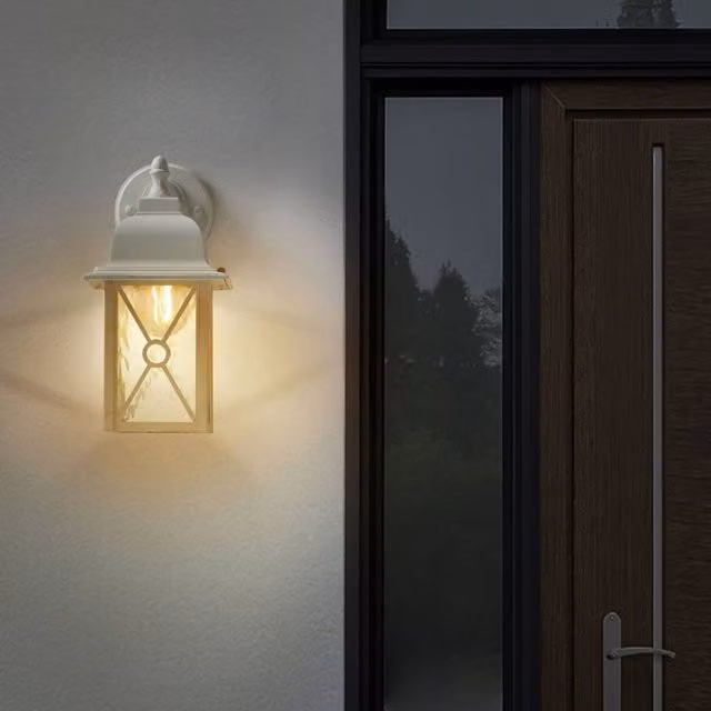 Wyld and Coco White Outdoor Wall Lantern Sconce in Aluminium and Glass – 1