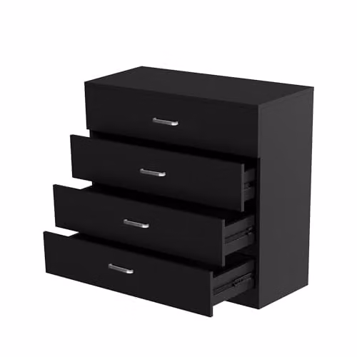 Alivio 4 Drawer Bedside Cabinet and Nightstand in Black – 1