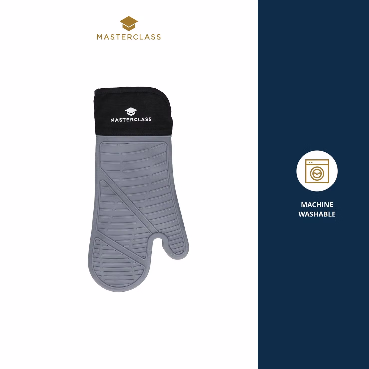 MasterClass Waterproof Non-Slip Silicone Oven Glove in Grey and Black – 6
