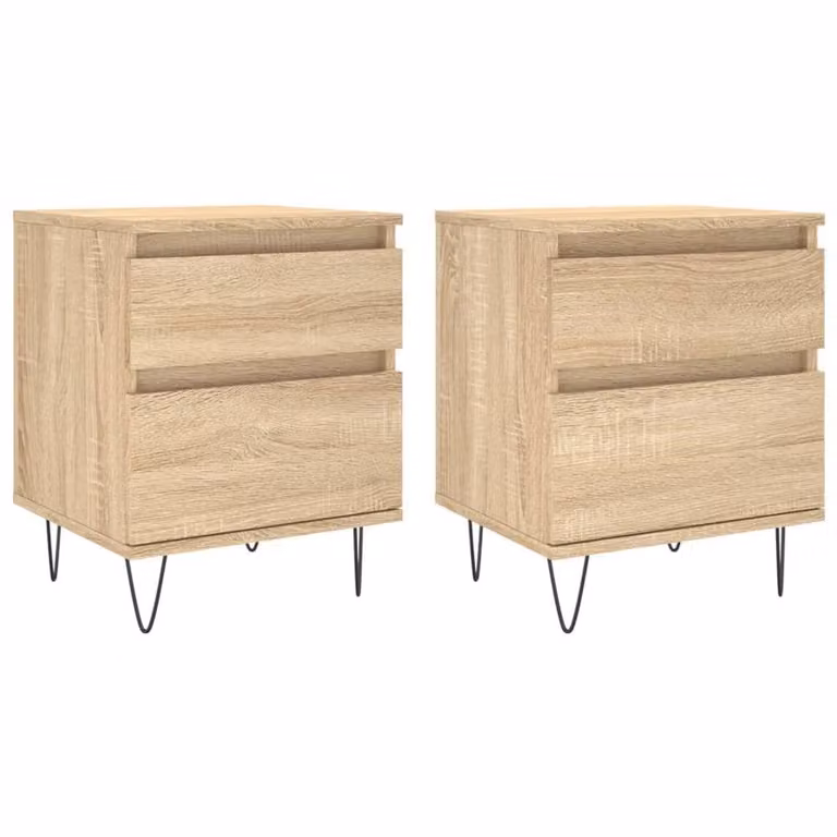 Berkfield Home Set of 2 Bedside Cabinets in Sonoma Oak Brown, W/D/H: 40 x 35 x 50 cm