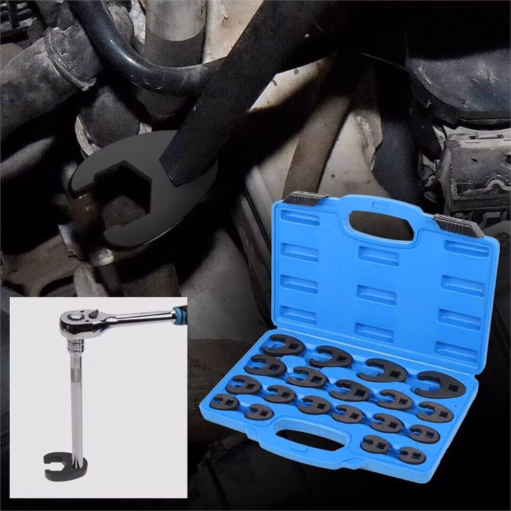 Kelvenix 19-Piece Metric Crowfoot Wrench Set, 8-32mm, Black Chrome Molybdenum Steel – 4