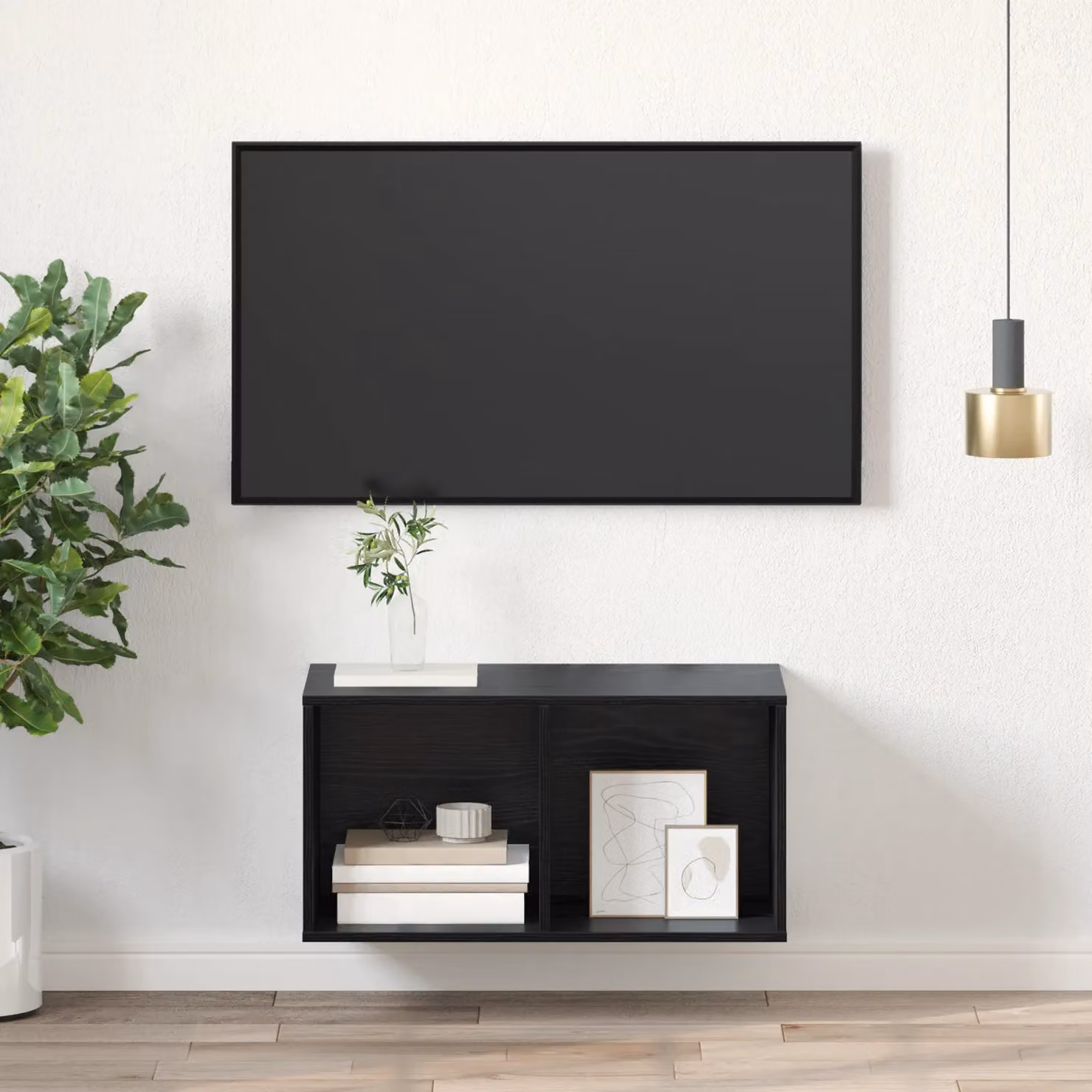 Berkfield Home Wall-Mounted TV Cabinet in Black Oak, W/D/H: 37 x 37 x 72 cm – 3