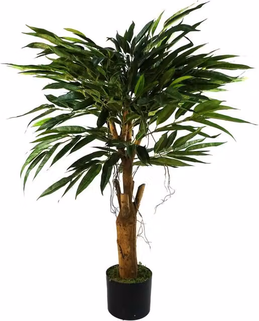 Dyzi 100 cm Tabletop Organic Tree in Green and Black with Plastic Leaves