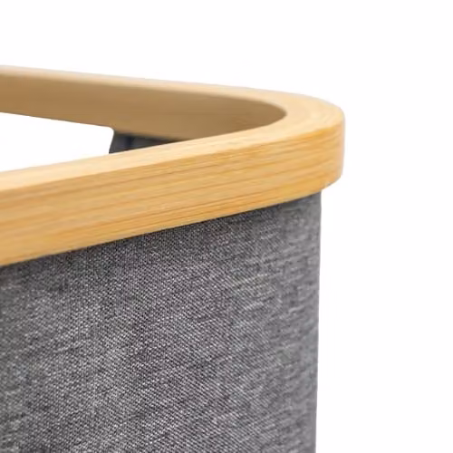 JVL Bambanio Foldable Bamboo Laundry Storage Hamper with Lid and Handles, Grey, 66L, H: 48.5 cm, W: 33.5 cm, D: 41.0 cm – 3