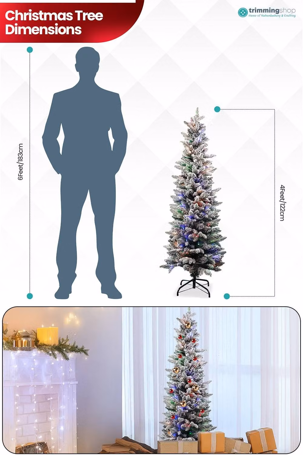 Neel Blue Frosted Slim Pencil Christmas Tree, Prelit in Green, Height: 121.92 cm – 2