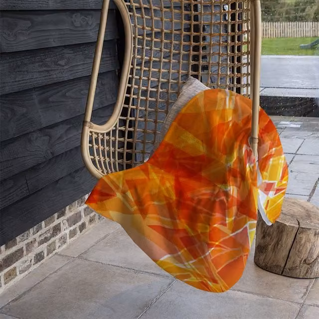 Benjamin Tate Design Orange Geometric Fleece Blanket, W/D/H: 120 x 150 cm – 1