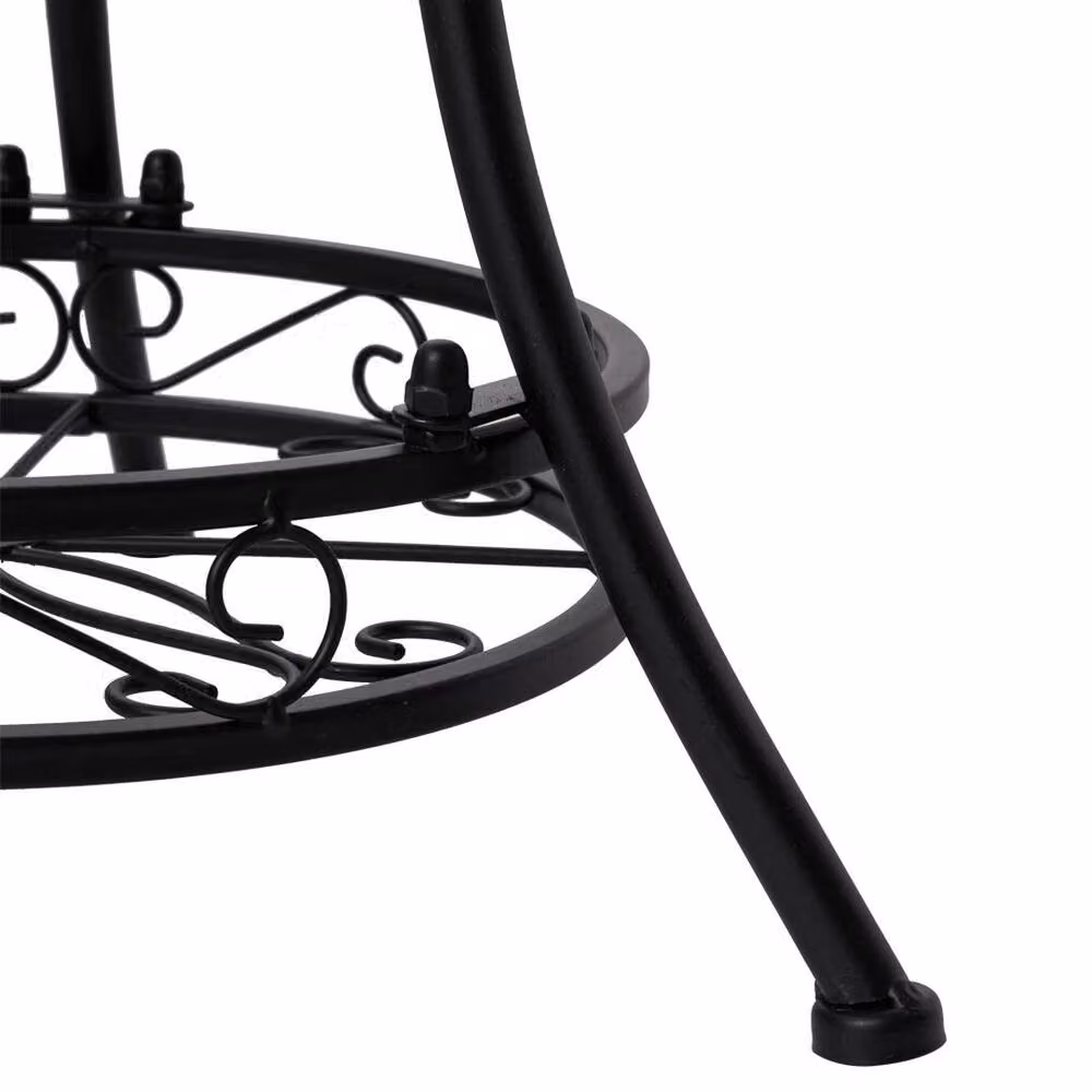 KORVIXA 3 Tier Black Metal Plant Pot Display Stand for Indoor and Outdoor Use – 3