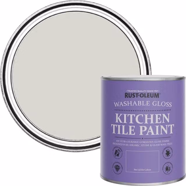 Rust-Oleum Water-Based Kitchen Tile Paint in Gloss Finish, Beige and Grey, 0.75 l