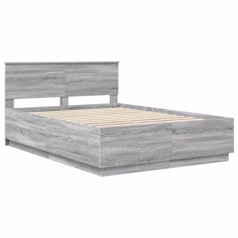 Berkfield Home Modern Grey Engineered Wood Bed Frame with Under-Bed Lighting and USB Charging Port, W: 160 cm, L: 200 cm – 3