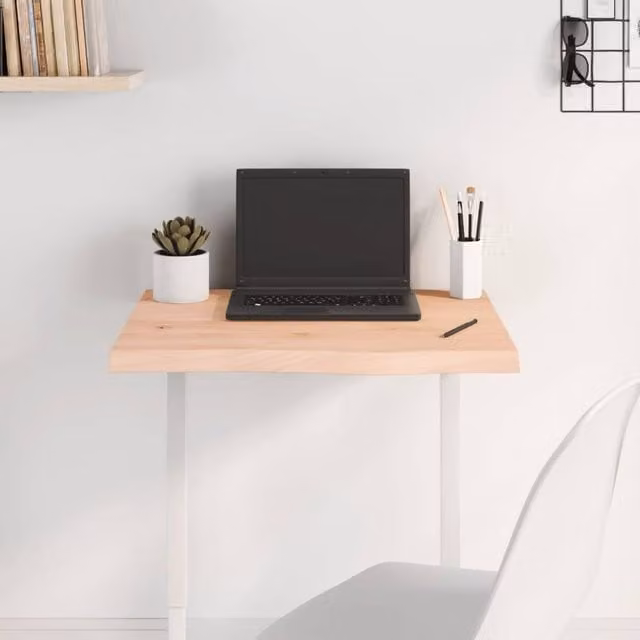 Berkfield Home Table Top Untreated Solid Oak Wood in Natural, W: 60 cm, D: 50 cm, H: 2-4 cm