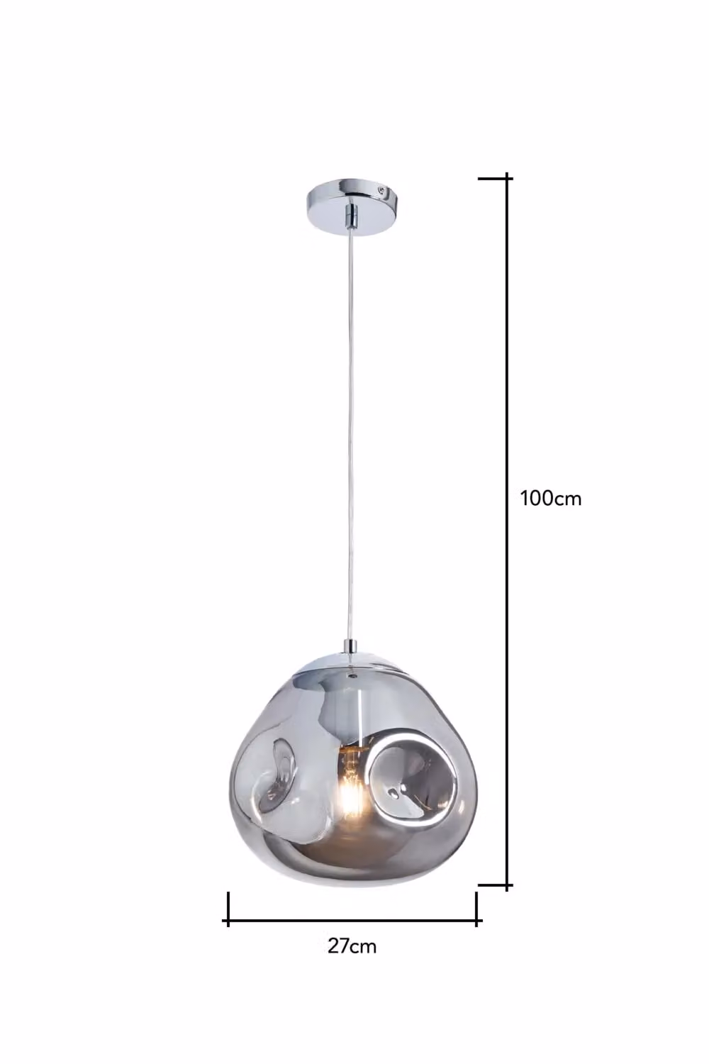 BHS Lighting Wilder Suspended Pendant Ceiling Light in Silver and Transparent Glass – 2