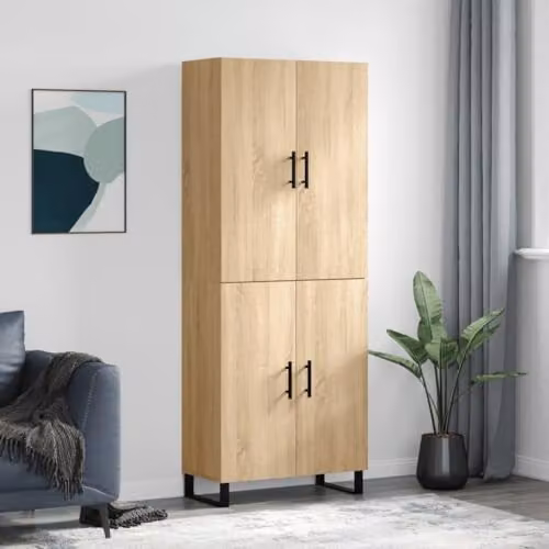 vidaXL Modern Sonoma Oak Highboard Sideboard with Doors and Shelves, Brown – 2