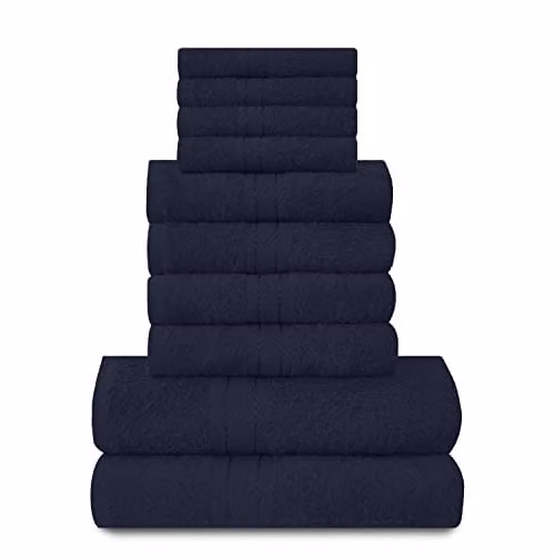 GAVENO CAVAILIA 10 Piece Egyptian Cotton Towel Set in Blue