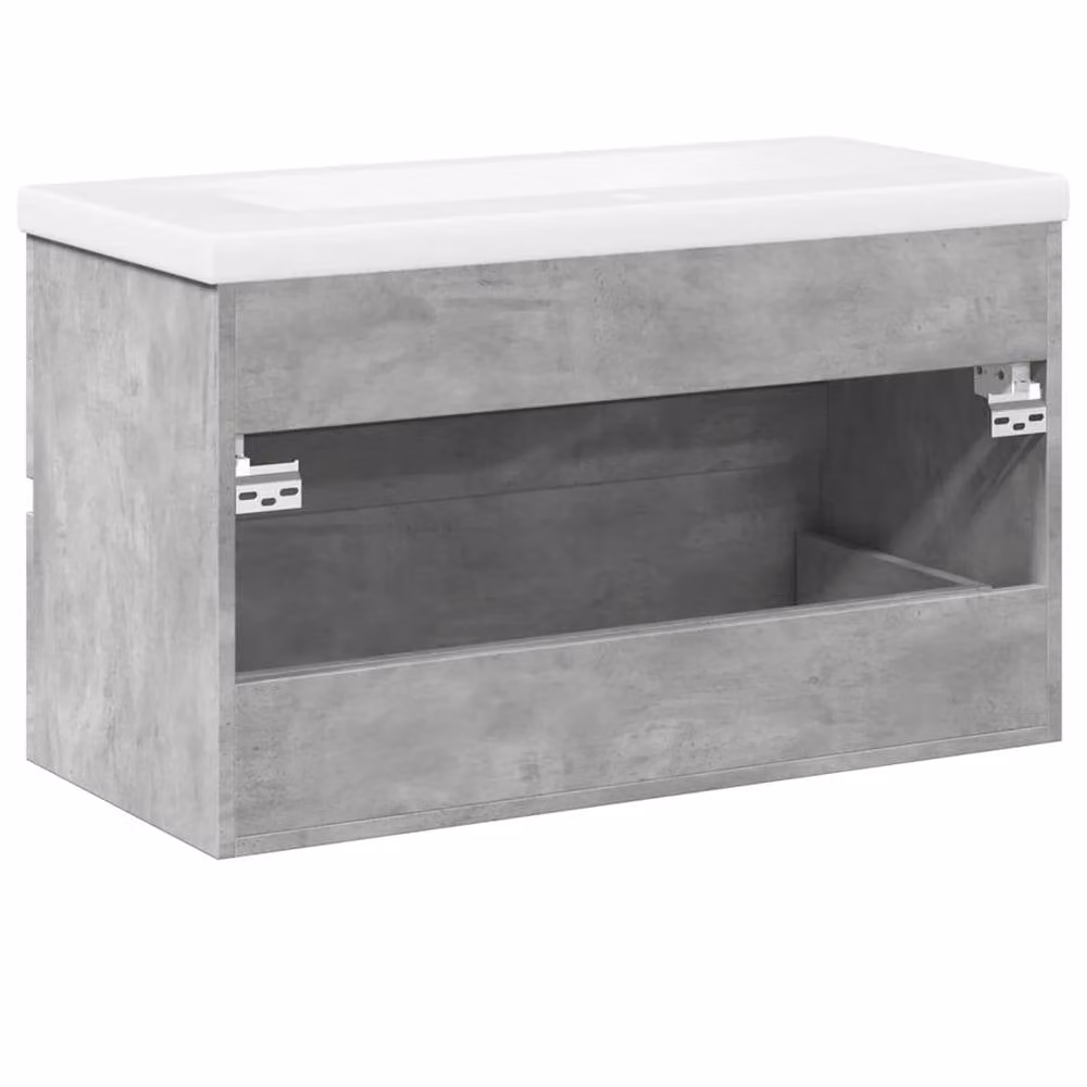 Berkfield Home 2 Piece Modern Wall Mounted Bathroom Vanity Unit Set in Grey and White MDF, W/D/H: 80.0 x 45.0 x 38.5 cm – 3